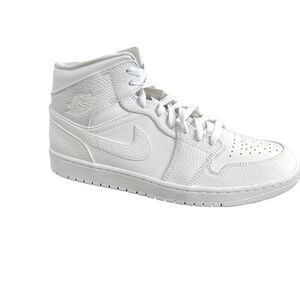 Nike Air Jordan 1 Mid Triple White 2.0 554724-130 Men’s Size 12 NEW